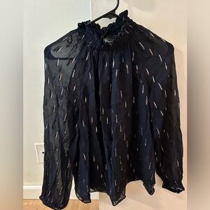 Rebecca Taylor Navy Blouse size 4 Excellent Condition
